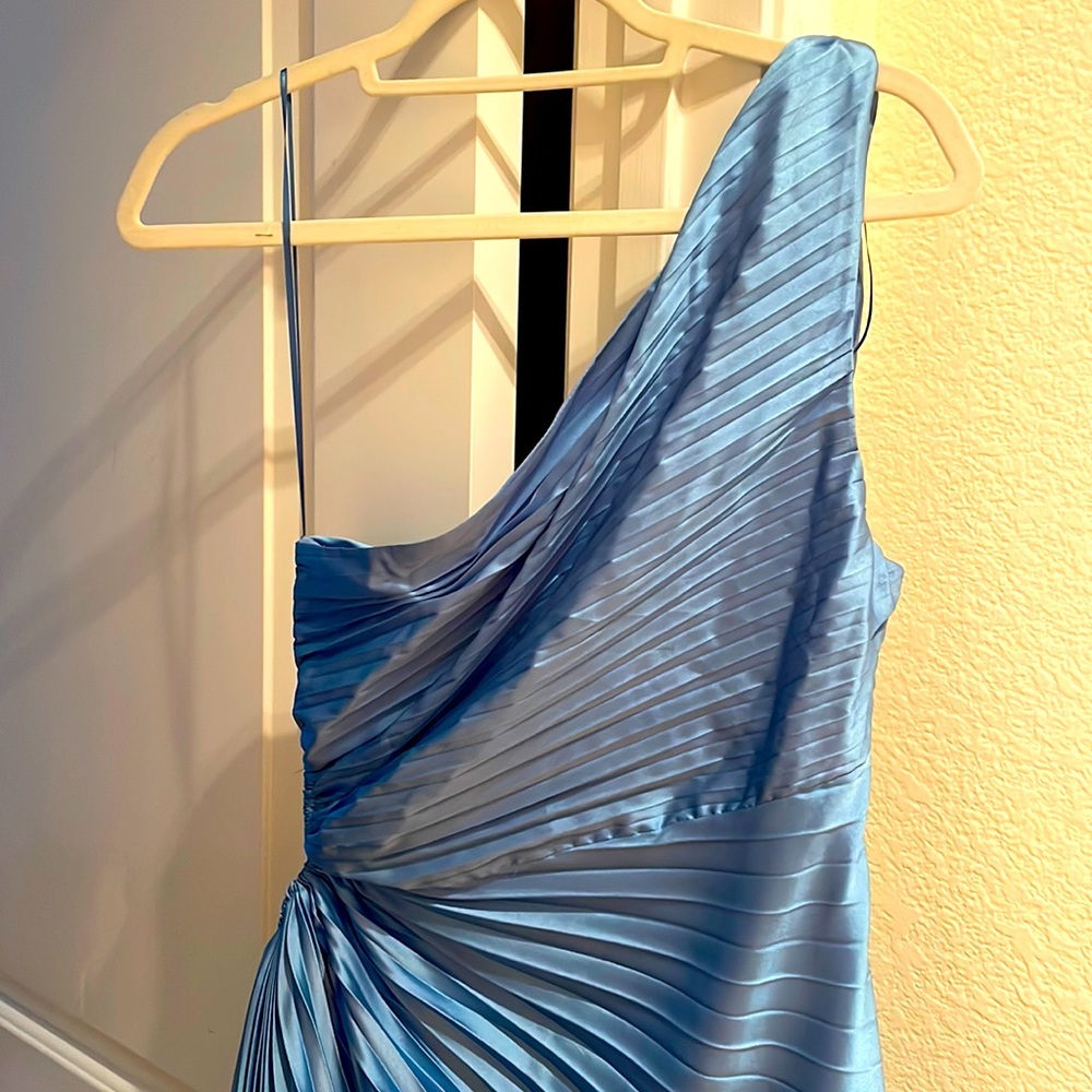 Dress Forum One-Shoulder Pleated Blue Evening Dress